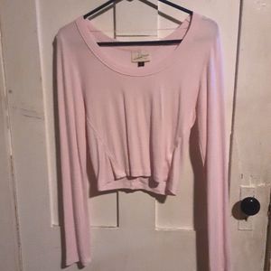 long sleeved cropped pink top